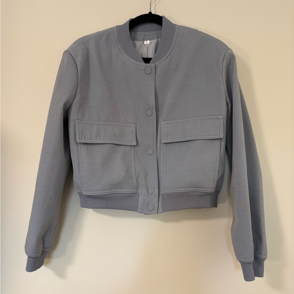 Stylish Women's Gray Bomber Jacket